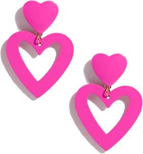 lot 66813 image: Double Heart Earrings Dangling Heart Drop Earrings For Women Love Heart Dangle Earrings Birthday Gift