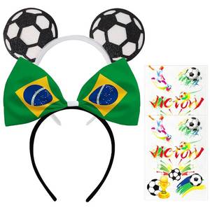 lot 66827 image: free size Brazil World Cup Flag Bow Headband Soccer Hair Accessory Hairband for Football Worls Cup Parties Supply Women Decoration
