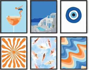 lot 66842 image: 8L x 10W HAUS AND HUES Beach Posters Gallery Wall Art Set of 6 - Ocean Art Beach Scene Wall Art, Summer Posters for Walls, Tropical Prints (Unframed 8x10)