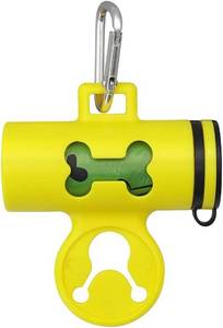 lot 66847 image: Dog Poop Bag Dispenser Dog Waste Bag Holder Carrier with 15 Packs Waste Bag Improved Metal Buckle Perfectly Fits Any Dog Leash (Yellow)