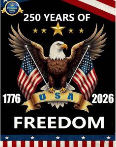 lot 66860 image: American Flag 250th Anniversary Garden Flag, Double Sided Freedom flag for Independence Day, Memorial Day, Veterans Day, Decor 12 x 18 Inch