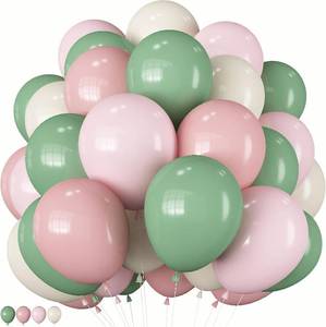 lot 66872 image: 60PCS Sage Green Pink Balloon, 60Pcs Baby in Bloom Girl Baby Shower Party Balloon
