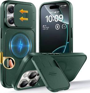 lot 66878 image: TOCOL for iPhone 16 Pro Case with Slide Camera Cover, Kickstand and Camera Control Button, Fit for MagSafe, Rugged Solid Phone Case, Non-Slip, Drop Protection, Alpine Green