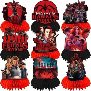 lot 66890 image: 9Pcs Stranger Birthday Party Supplies, Honeycomb Centerpieces for Stranger Things Decorations, Double Sided Table Centerpieces