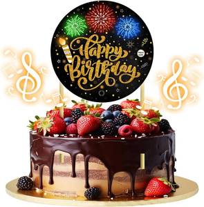 lot 66894 image: 5.5 inches by 0.4 inches Birthday Cake Toppers with Light and Music, Blowable Birthday candles Fabulous Cake Decoration for girl or Women  Plays Hit Song HAPPY Birthday (Black Gold)