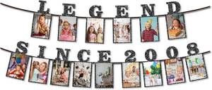 lot 66902 image: Pre-Strung Legend Since 2008 Black Glitter Photo Banner - Happy 18th Birthday Party Banner - 18th Wedding Anniversary Decorations - Milestone Birthday Party Decorations Photo le2008