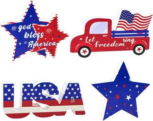 lot 66904 image: 4th of July Table Decorations, Red White and Blue Patriotic Table Signs for Memorial Day, Independence Day Party, USA Celebration, 250th Anniversary Party Decorations