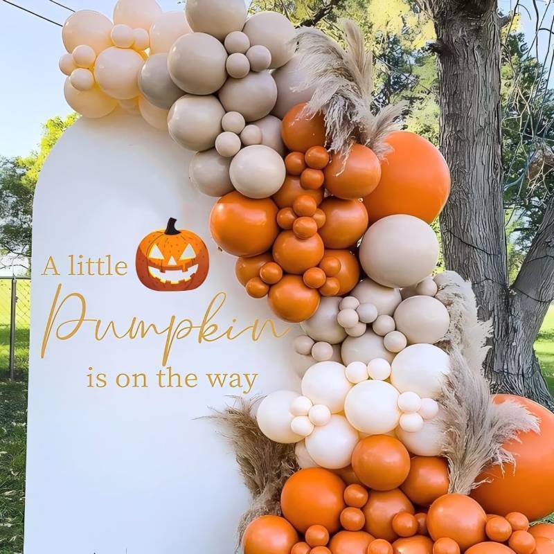 lot 69244 image: A Little Pumpkin is On The Way Decal - Halloween Party Decorations for Baby Shower - Girl or Boy Wall Sticker