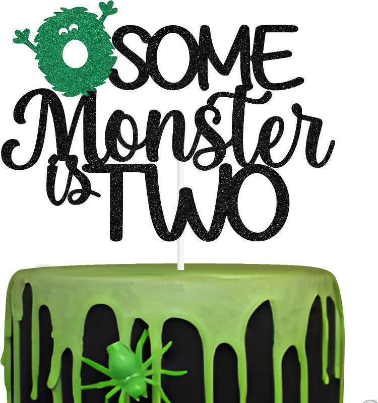 lot 69308 image: Some Monster is Two Cake Topper, Two Spooky, Boo Im Two, Halloween Monster Theme 2nd Birthday Party Decorations