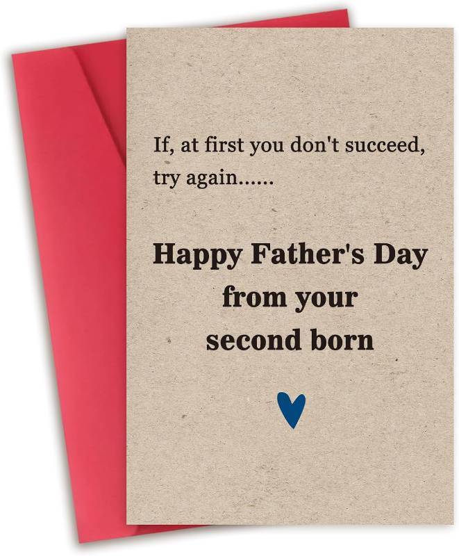 lot 66686 image: 8x5.3 inches Funny Fathers Day cardHappy Fathers Day Gift from your Second Borngratitude card