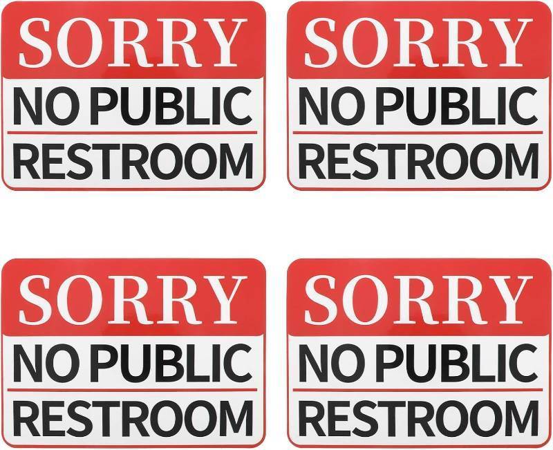 lot 66724 image: No Public Restroom Signs for Business,4Pcs Self Adhesive and UV Resistant Waterproof Sorry No Public Restroom Signs for Business Window Door