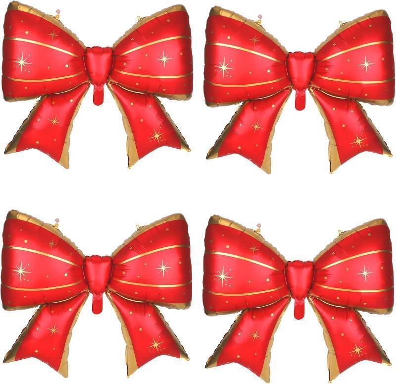 lot 69723 image: 4Pcs Giant Bow Balloons, 97.5cm38in Big Elegant Coquette Theme Balloons for Birthday Wedding Engagement & Party Large Decorations Bridal & Bachelorette Supplies (Star Dot Red)
