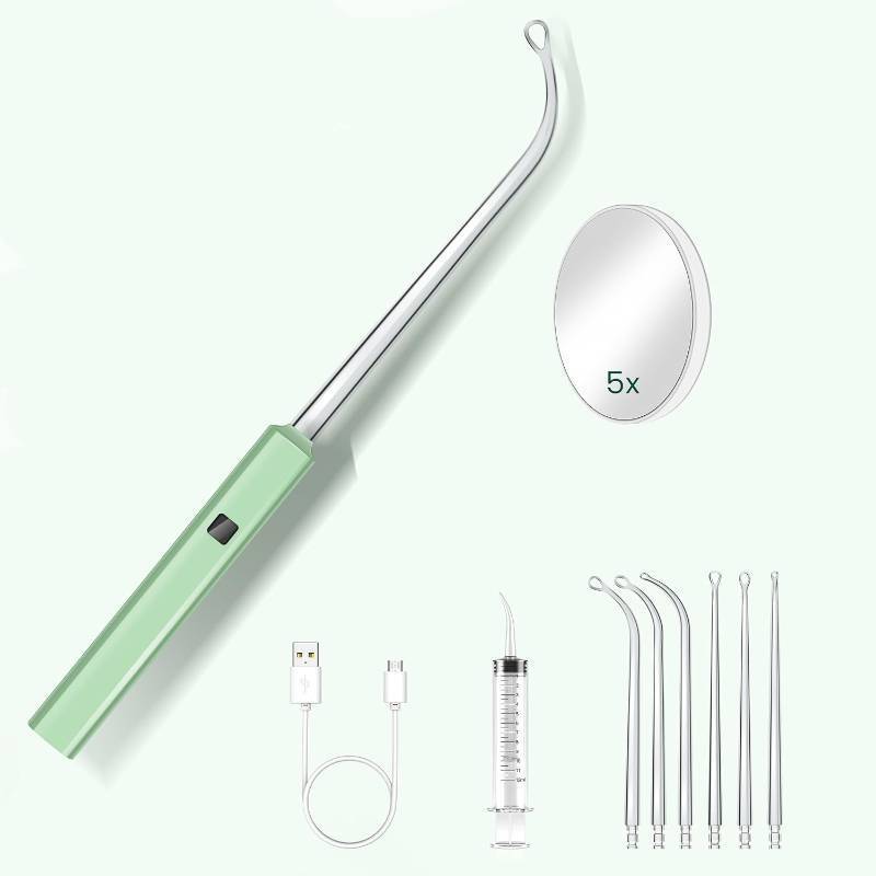 lot 69727 image: Best Tonsil Stone Remover Extended LED Light Guiding Scoop Curved Tonsil Stone Removal Kit Fast Remove Tonsil Stone Water Flosser Oral Irrigator Rinse Tool Syringe Cleaner Breath Hard Stone