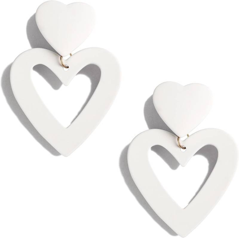 lot 69741 image: Double Heart Earrings Dangling Heart Drop Earrings For Women Love Heart Dangle Earrings Birthday Gift