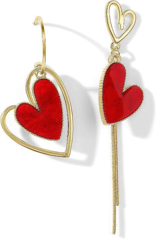 lot 69775 image: Asymmetrical Heart Earrings Heart Drop Earrings Heart Dangle Earrings For Women Birthday