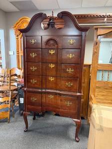 lot 803 image: Universal Furniture cherry wood Chadwick 5 drawer hi-boy dresser 78 x 39 x 18 in
