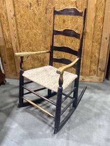 lot 815 image: Ladder back rocker  41 x 22 x 31 seat width is 18 in