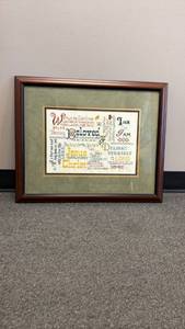 lot 900 image: Framed cross-stitch Beloved