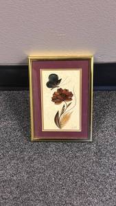 lot 911 image: Pheasant Under Glass framed signed feather art butterfly