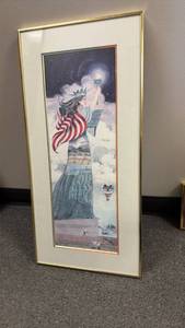 lot 912 image: Bob Holloway framed print Lady Liberty numbered 468900