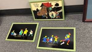 lot 914 image: Framed nursery rhyme scenes (3)