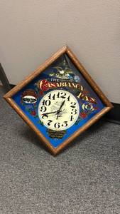 lot 916 image: 1980s Casablanca Fan Company diamond-shaped advertising wall clock 11 x 11 in