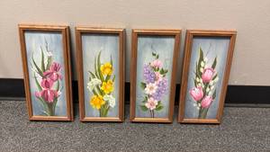 lot 919 image: Four framed floral paintings