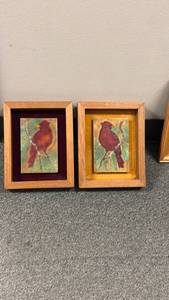 lot 920 image: Pair of cardinal wall decor