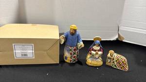 lot 1046 image: Jim Shore joy to the world the lord has come, holy family figurines tallest is 6 inches