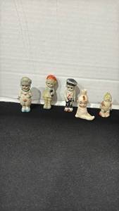 lot 1054 image: Vintage porcelain Kewpie-style figural perfume bottle made in Germany, bisque penny dolls and more