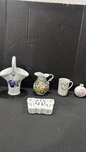lot 1061 image: Andrea by Sadek floral pitcher, floral bud vase and more