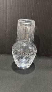 lot 1068 image: Vintage cut glass bedside water carafe and tumbler set