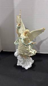 lot 1108 image: Vintage Lenox Light of the Millennium porcelain angel figurine approx 15 inches tall with COA