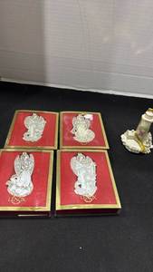 lot 1118 image: Lenox Baroque Angel ornaments and Lenox seaside log by house ornament one COA
