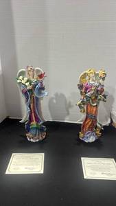 lot 1121 image: Lenox Lauren 2003 and Suzanne 2004 Angel of Glory both have been repaired on hands with COAS 13 inches tall