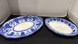 lot 1126 image: Flow blue porcelain platters