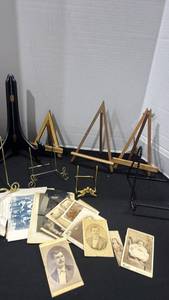 lot 1156 image: Easel Stands Lot with vintage photos
