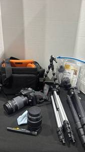 lot 1175 image: Cannon EOS rebel xs digital camera, lens, tripods and case
