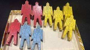 lot 1232 image: Bill Ding wooden stacking clown figures