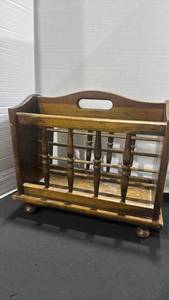 lot 1235 image: Wooden magazine rack 16x17.5x9.5