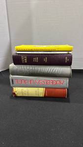 lot 1272 image: Lot of 7 Books Burma Shave Signs, Anne Frank, Holy Bible, Tune In Yesterday, British in Sword