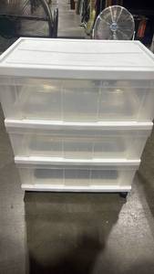 lot 1308 image: Iris 3 drawer cart with extra wheels 25x21x15.5