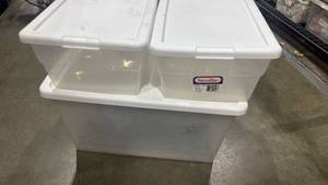 lot 1310 image: Sterilite plastic containers 66qt and 16qt