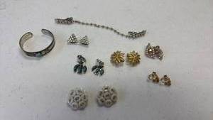 lot 1605 image: Clip on earrings, bracelet and more