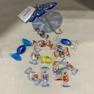 lot 2031 image: Glass umbrella with glass candies