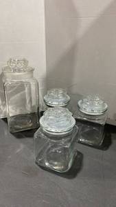 lot 2043 image: Glass canisters, tallest 11in