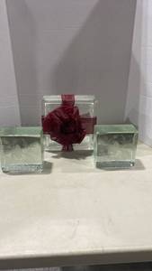 lot 2056 image: Glass blocks, small ones with etched goldfish