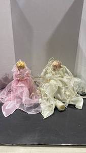 lot 2069 image: Christmas tree toppers, angels with bisque heads and hands