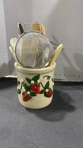 lot 2070 image: Crock full of utensils