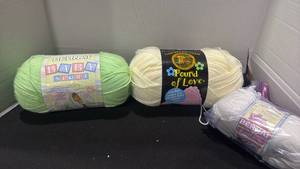 lot 2225 image: Bernat and lion brand yarn